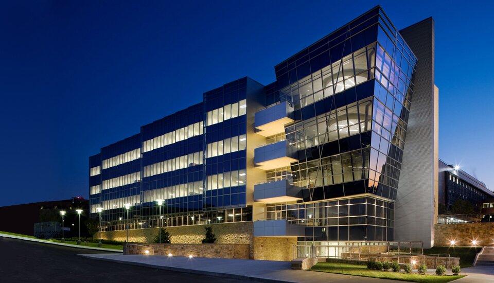 WVU Night Shot of Full Exterior